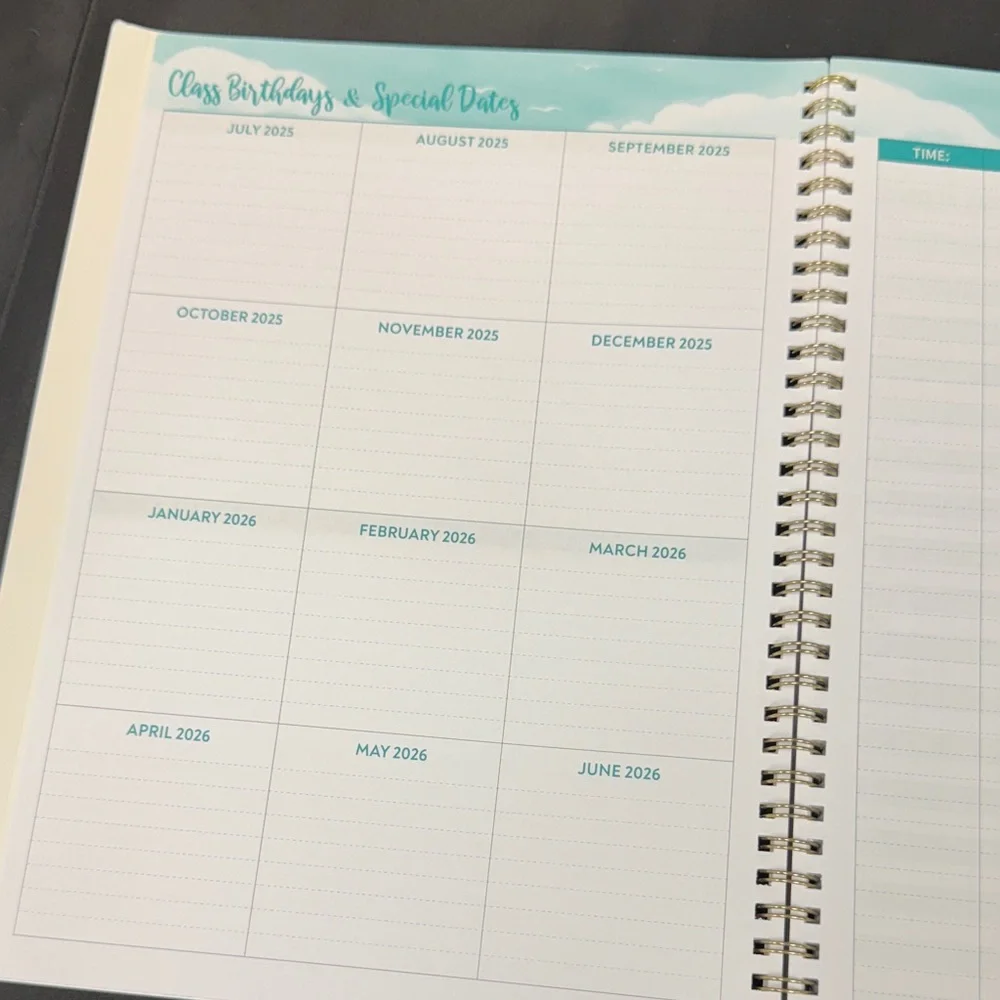 Indeme Floral Teacher Planner 2025-2026 Academic year weekly monthly twin wire